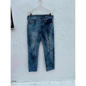 True Religion Mens Gino Relaxed Bleach Denim Jeans Blue Size 31